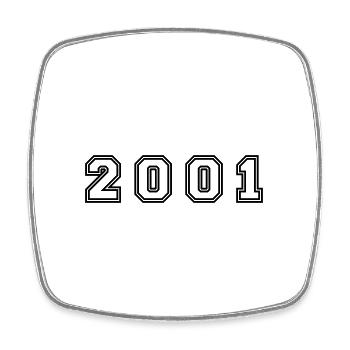 2001 Year Number - Square fridge magnet - white - Front