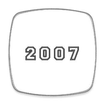 2007 Jahr Zahl - Viereckiger Kühlschrankmagnet - Weiß - Vorne