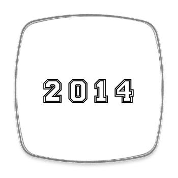 2014 Jahr Zahl - Viereckiger Kühlschrankmagnet - Weiß - Vorne
