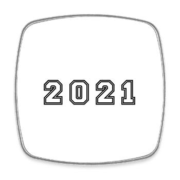 2021 Year Number - Square fridge magnet - white - Front