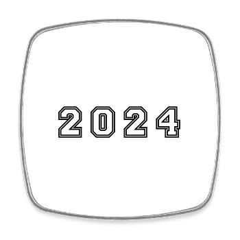 2024 year number - Square fridge magnet - white - Front