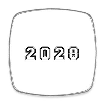 2028 Jahr Zahl - Viereckiger Kühlschrankmagnet - Weiß - Vorne