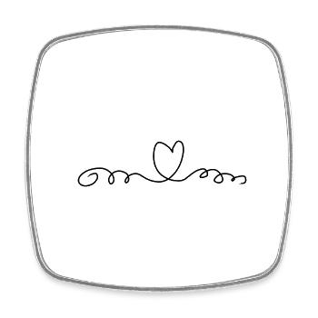 Ligne de coeur Amour - Magnet carré - blanc - Devant