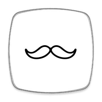 Moustache - Magnet carré - blanc - Devant