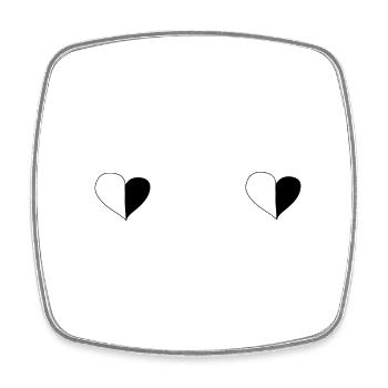 Heart Two Hearts Symbol Two Parts Love Pattern - Square fridge magnet - white - Front