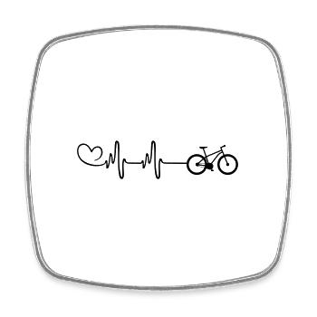 Bicycle pulse heartbeat - Square fridge magnet - white - Front