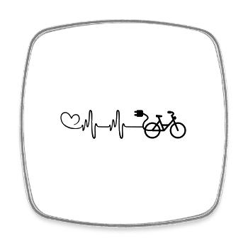 Battement de cœur du vélo électrique - Magnet carré - blanc - Devant