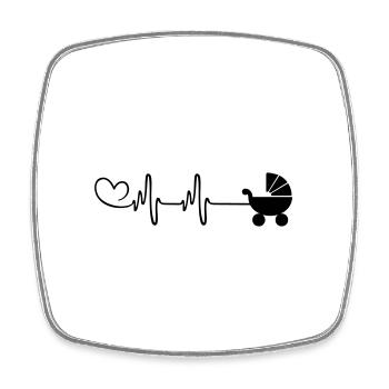 Stroller baby pulse heart - Square fridge magnet - white - Front