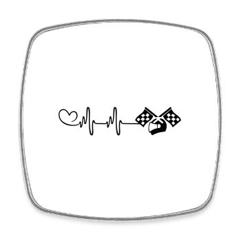 Racer Pulse Heart - Square fridge magnet - white - Front