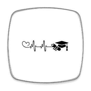 Student Cap Pulse Heart - Square fridge magnet - white - Front