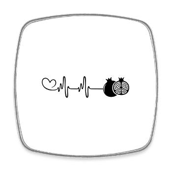Pomegranate Heart Pulse - Square fridge magnet - white - Front