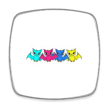 80s 90s Retro Bat Halloween Bats - Square fridge magnet - white - Front