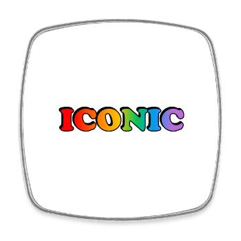 Ikonisch - Regenbogen Text LGBT Pride Gay Icon - Viereckiger Kühlschrankmagnet - Weiß - Vorne