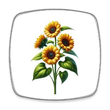Sonnenblume Blumenranke Blume floral Blüte blumig - Viereckiger Kühlschrankmagnet - Weiß - Vorne