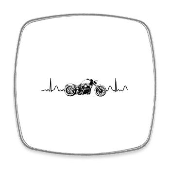 Ecg Heartbeat Graphic Motorcycle Biker Motorbike R - Viereckiger Kühlschrankmagnet - Weiß - Vorne