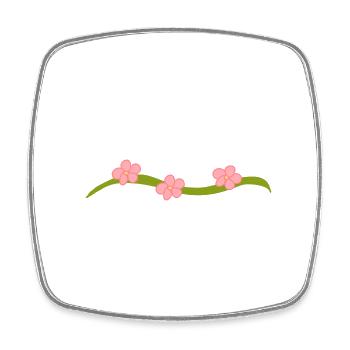Ligne de fleurs à trois fleurs Branche rose - Magnet carré - blanc - Devant