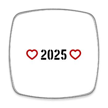 2025 Herz - Viereckiger Kühlschrankmagnet - Weiß - Vorne