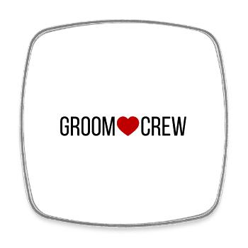 Groom Crew Herz - Viereckiger Kühlschrankmagnet - Weiß - Vorne