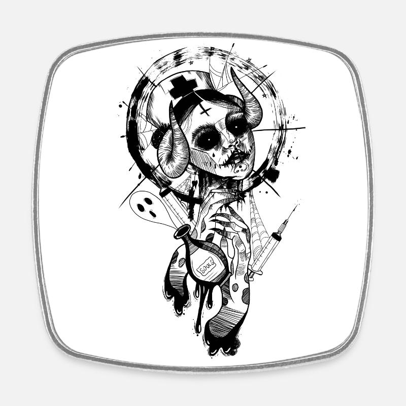 Infirmière effrayante - Magnet carré - blanc