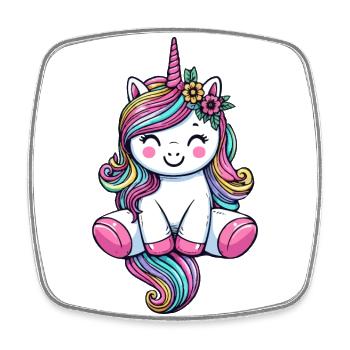 Süßes Einhorn - Viereckiger Kühlschrankmagnet - Weiß - Vorne