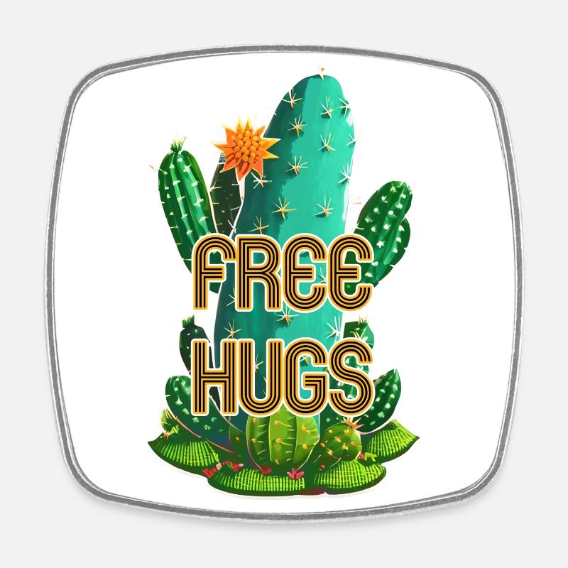 Free Hugs - Cactus - Square fridge magnet - white
