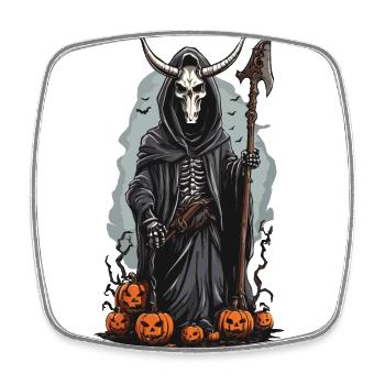 Sensenmann Halloween Dämonischer Druide Design - Viereckiger Kühlschrankmagnet - Weiß - Vorne