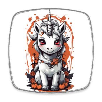 Ghostly Vampire Unicorn - Halloween Design - Square fridge magnet - white - Front