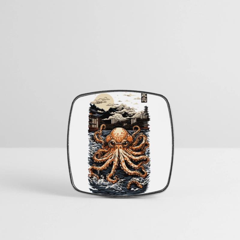 Ukiyo-E Retro Octopus Sea Wave Kraken Retro Square fridge magnet