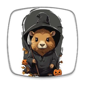 Magischer Hamster Halloween Cartoon Design - Viereckiger Kühlschrankmagnet - Weiß - Vorne