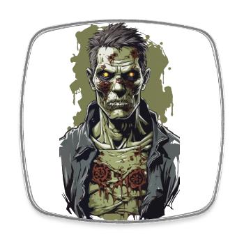 Zombie Night on Halloween Horror Illustration - Square fridge magnet - white - Front