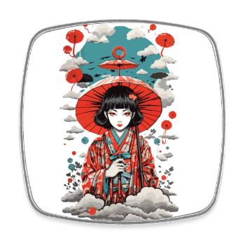 Japan Yokai Umbrella Vintage Dämon Art Style - Viereckiger Kühlschrankmagnet - Weiß - Vorne