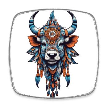 Indian Cow Mandala Esoteric Spirit Design - Square fridge magnet - white - Front