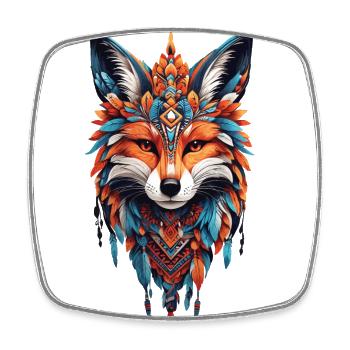 Fox Mandala Yoga Zen Spiritualité Méditation - Magnet carré - blanc - Devant