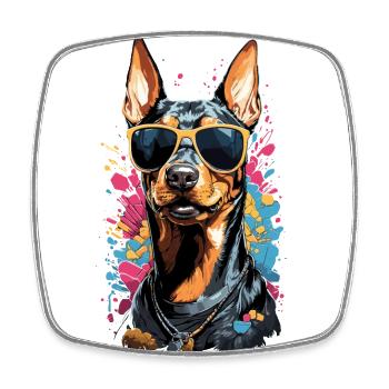 Cooler Dobermann Hund Design mit Stil - Viereckiger Kühlschrankmagnet - Weiß - Vorne