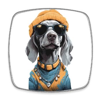 Braque de Weimar Hipster Chien Streetwear Design - Magnet carré - blanc - Devant