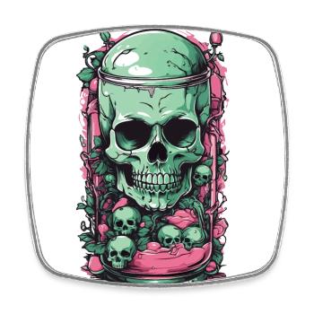 Goth crâne bonbons Pastel gothique Weirdcore Design - Magnet carré - blanc - Devant