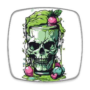 Giftiger Gothic Skull Becher Halloween Design - Viereckiger Kühlschrankmagnet - Weiß - Vorne