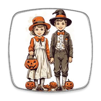 Vintage Trick or Treat Halloween enfants - Magnet carré - blanc - Devant