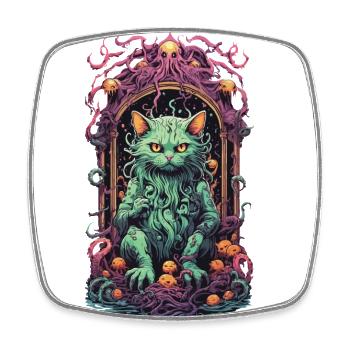 Okkulte Dämonen Katze Gothic Unterwelt Design - Viereckiger Kühlschrankmagnet - Weiß - Vorne