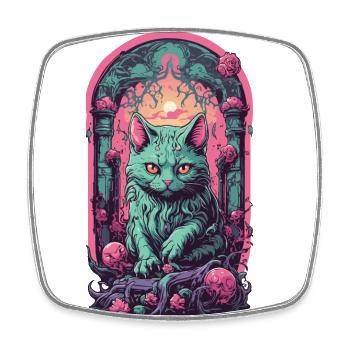 Gloomy Gothic Cat Halloween Aesthetic Cats - Square fridge magnet - white - Front