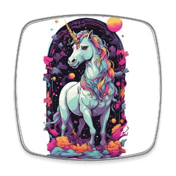 Licorne pastel Vaporwave Style rétro Magic Design - Magnet carré - blanc - Devant