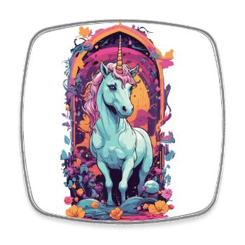 Magic Pastel Unicorn Best Friend for Girls - Square fridge magnet - white - Front