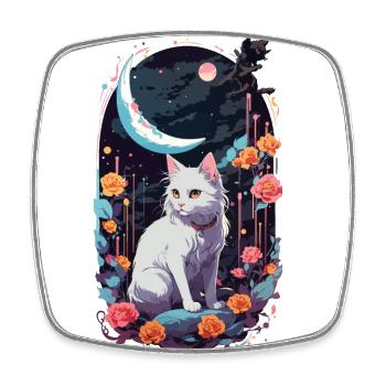 Mystique Night Cats Design gothique pastel - Magnet carré - blanc - Devant