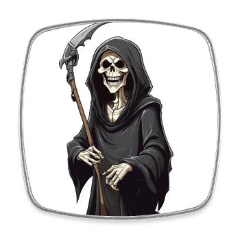Dessin animé drôle de la Faucheuse pour Halloween - Magnet carré - blanc - Devant