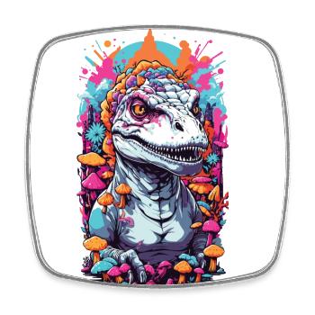 Psychedelischer Dino-Pilz Rave Kunstwerk - Viereckiger Kühlschrankmagnet - Weiß - Vorne