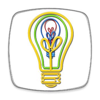 Ampoule néon couleurs fluorescentes - Magnet carré - blanc - Devant
