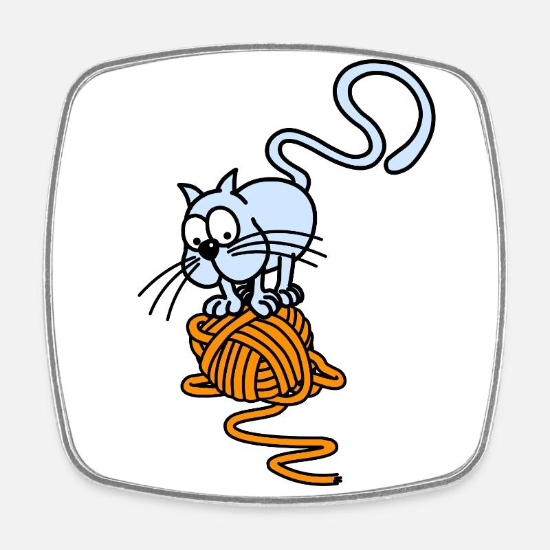 Cat ball - Square fridge magnet - white