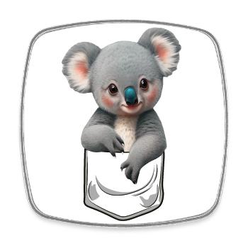 Câlin bébé koala dans la poche de poitrine - Magnet carré - blanc - Devant