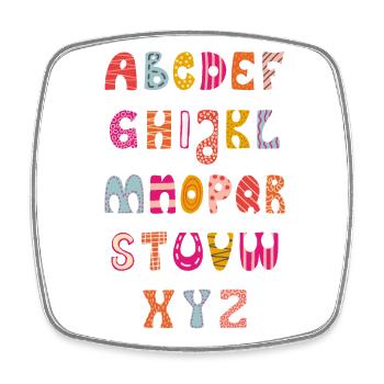 Alphabet, ABC for school beginners - Square fridge magnet - white - Front