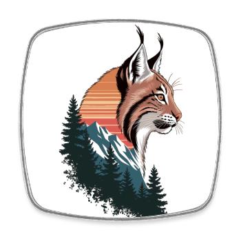 Luchs und Berge – Wild und Frei - Viereckiger Kühlschrankmagnet - Weiß - Vorne